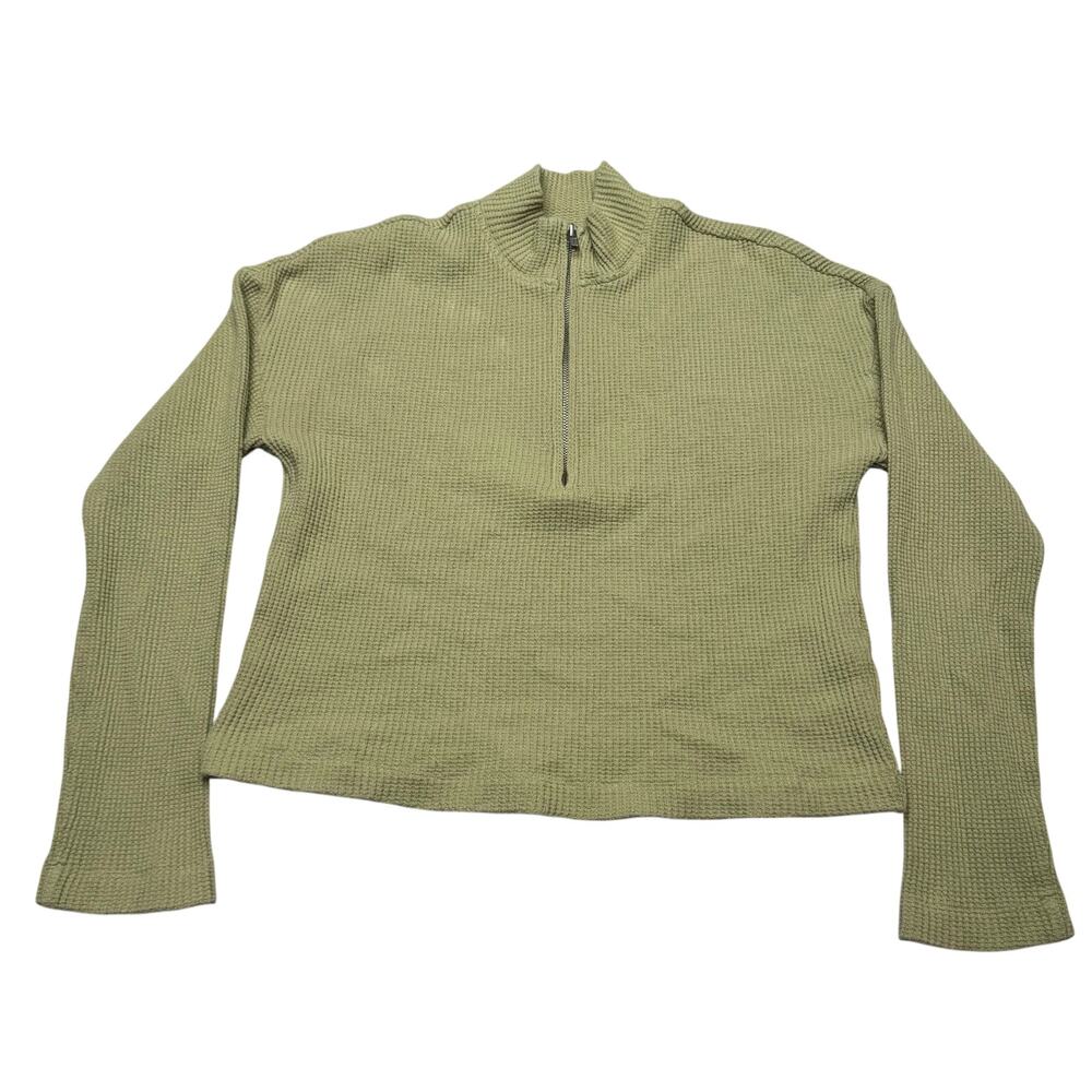 Reformation Jeans Yale Waffle Zip Thermal Sweater Women's Medium Minimalist